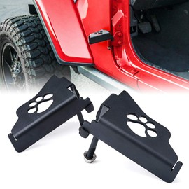 Xprite Foot Pegs Compatible with 2018-2024 Jeep Wrangler JL JLU & 2020+ Gladiator JT, Metal Steel Front Exterior Door Hinge Rest Pedals with Dog Paw - Set of 2