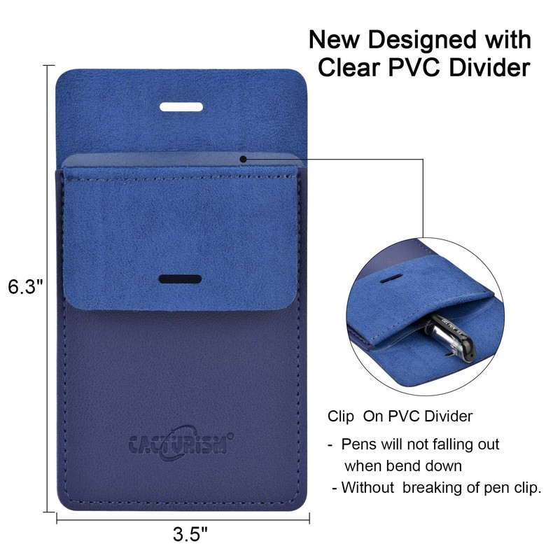 CACTURISM Pocket Protector, 4 Pack Premium PU Leather Men Women