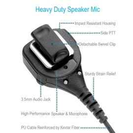 Speaker Mic with Reinforced Cable for Motorola Radios XPR3300 XPR3500 XPR3300e XPR3500e XPR 3300 3500 3300e 3500e, Noise Reduction Remote Shoulder Microphone, Clear Transmission