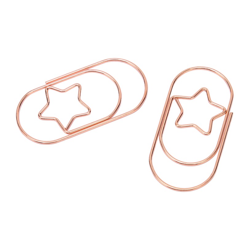 100pcs Rose Gold Star Paper Clips Slip Resistance Rust Prevention