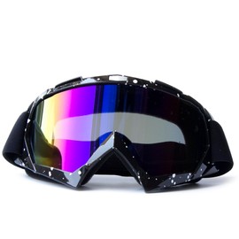 LOOVILEN Dirt Bike Goggles for Motocross ATV Motorcycle,Offroad Riding MX and Skiing Snow Goggles with UV protection,Dustproof,Windproof Lenses for Men, Women, Youth and Kids Black White Point