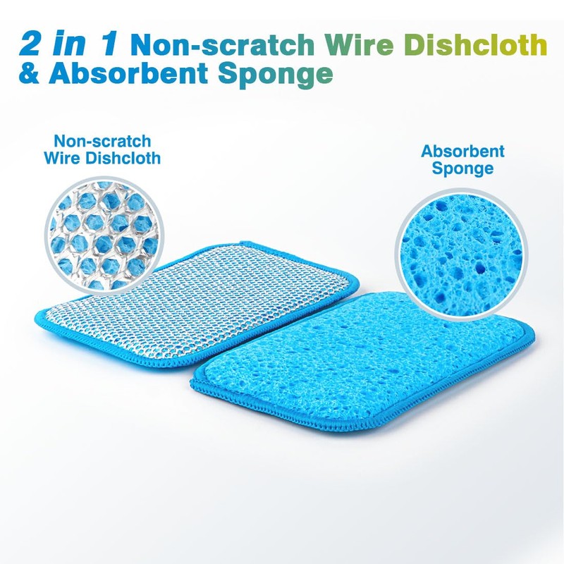 HOMEXCEL 12 Pack Scrub & Wipe Cloths, Scrub Sponges with