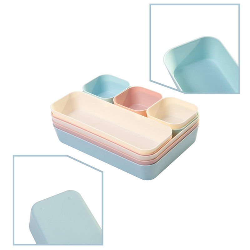 Backerysupply Set Of 12 Beige Color Plastic Desk Drawer Organizers