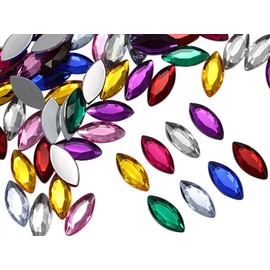 Allstarco 20x9mm (25/32x11/32) Assorted Navette Acrylic Gems, 120 PCS