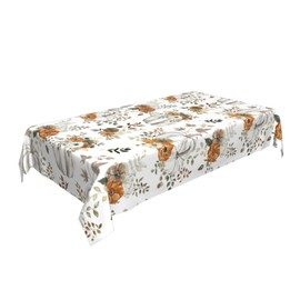Fall Tablecloth Rectangle 60x84 Inch Watercolor Grey Pumpkins Floal Leaves Table Cloth,Stain Resistance Polyester Autumn Harvest Thanksgiving Table Covers for Kitchen Dining Party Picnic