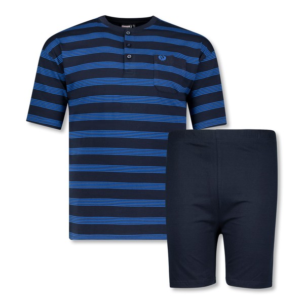 ADAMO Serafino Short Striped Pyjamas in Navy for Men Anil