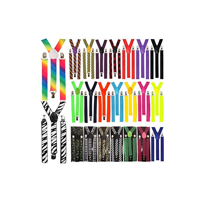 BRACES SUSPENDERS ADJUSTABLE PLAIN NEON SKULL PIANO MEN WOMENS UNISEX