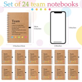 Feifeiya 24 Pcs Team Appreciation Gifts Bulk for Employee Inspirational Spiral Notepads with Sticky Notes Motivational Team Notepads for Teacher Nurse Coworker Staff Christmas Gifts(Brown)