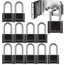 WULALACK Combination Lock - 12 Pack Long Shackle Combo for Gates, Sheds, and Storage