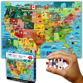 Think2Master United States Map 250 Pieces Jigsaw Puzzle Fun Educational Toy for Kids, School & Families. Great Gift for Boys & Girls Ages 8+ to Stimulate Learning of USA. Size: 14.2” X 19.3”
