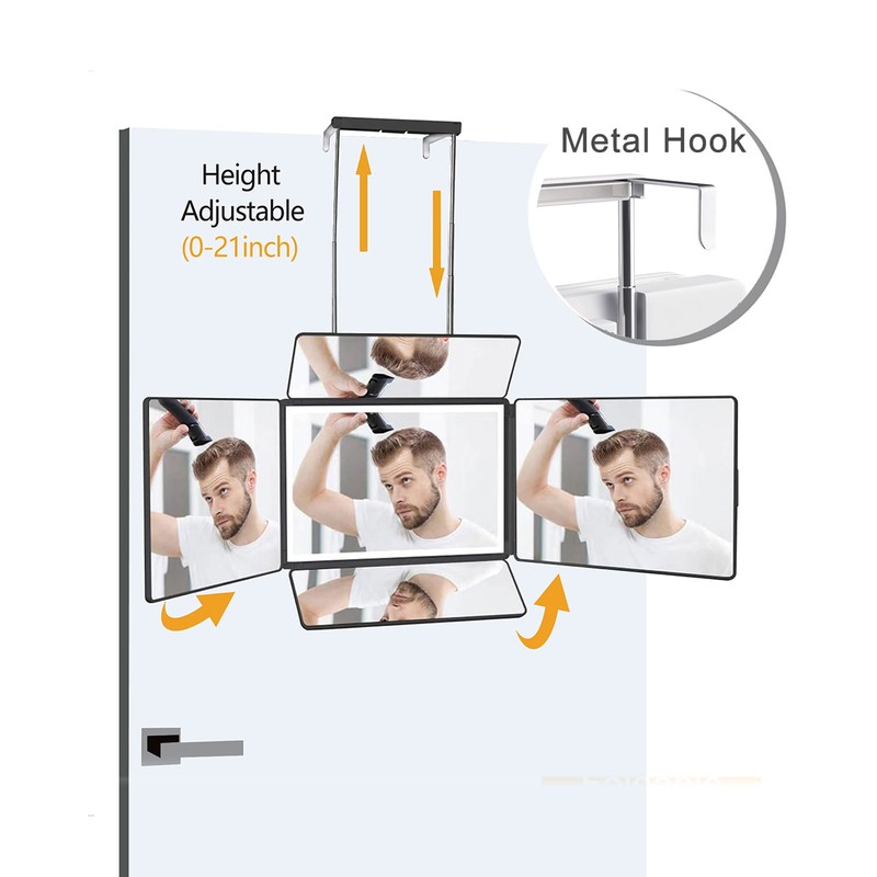 5 Way 360 Barber Mirror with Light for Self Hair