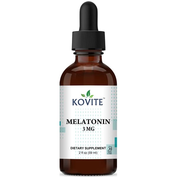 Kovite Melatonin Liquid 3 mg - Raspberry Vanilla Flavor - 2 fl oz.