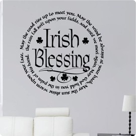 24" Irish Blessing May The Road Rise Up to Meet You. May The Wind Be Always at Your Back Four Leaf Clover Wall Decal Sticker Art Home Décor