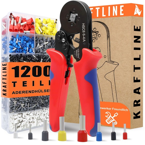 Kraftline Crimping Pliers Set with 1200 Wire End Ferrules, End