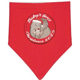 inktastic Baby's First Christmas Elephants 2025 Baby Bandana Bib Red and White 46d0b