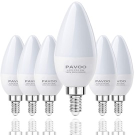 PAVOO - Bombilla E12 para lámparas equivalentes a 60 W, luz blanca diurna 6000 K, 6 W, 600 lúmenes, 6 unidades