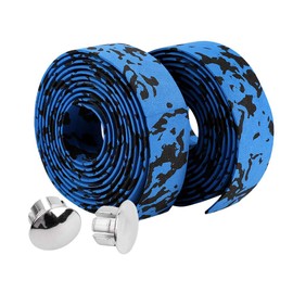 KIMISS Handlebar Tape Road Bike Camouflage Handlebar Wrap Rubber Foam 2 Pack Cycling Road Bike Handlebar Grip Wrap Tape 2 Handlebar Plugs (Black White) (Blue Black)