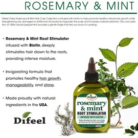 Difeel Aceite Capilar de Romero, Menta y Biotina | Estimulador de Raíces para Crecimiento del Cabello | Fortalecedor y Reparador Natural | 2.5 oz | Sin Sulfatos ni Parabenos