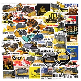 Killdozer State Stickers 52pcs Decals Earthmoving Machine Aesthetic Waterproof Vinyl Pack Stickers for Water Bottle Laptop Kids Adults Teens Girls Phone Skateboard DIY Decorative Supplies Activities