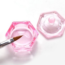 ccHuDE 2 Pcs Glass Crystal Cup Monomer Dish with Lid Liquid Powder Dish Cups Gel Polish Mixing Jars for Nail Art Manicure Care Tools