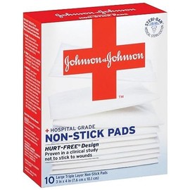 Johnson & Johnson Red Cross Triple Layer Large 3 Inch X 4 Inch, 10-Count (Pack of 6)
