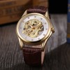 FORSINING Men Hollow Mechanical Waterproof Watch Wristwatch (White Dial Gold