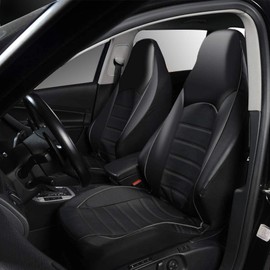 XIANGDING High Back Front Car Seat Covers Bucket Seat Covers Waterproof PU Leather Auto Seat Covers for Cars, Trucks Jeep Van SUV Airbag Compatible (Gray)