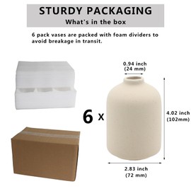 YANLING 6 Pack Small Vase for Flowers Boho Vases for Home Decor, Modern Light Yellow Ceramic Vases for Pampas Grass Simple Shelf Vase, Bud Vases for Wedding Dinner Table Party