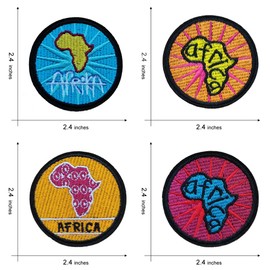Kloris 5 pcs Africa Map Embroidered Iron on Patch Punk Jacket Backpack Badge Accessories