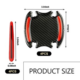 GRANDI 8 PCS Door Handle Protection Stickers, Carbon Fiber Door Bowl Anti-Scratch Film, Exterior Reflective Handle Decorative Film, Universal for Most Cars, Trucks, SUVs (Red)