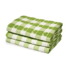 100% Cotton Woven Hearts Tea Towels 3 Pack Large 50cm x 70cm Super Absorbent Kitchen Towel (lime green)