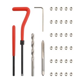 Gunpla 35pcs Thread Repair Tool Kit M5 x 0.8mm Helicoil Inserts Tap Installation Lug Breaking Allen Hex Key Helical Tools for Replacing and Removing Threads