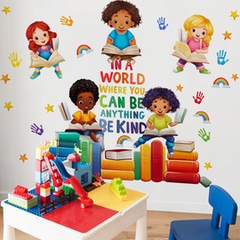 Runtoo Colorful Kids Equality Wall Decals Inspirational Quotes Book Wall Stickers Positive Saying Lettering Wall Decor for Nursery Reading Room Classroom Playroom Daycare Bedroom