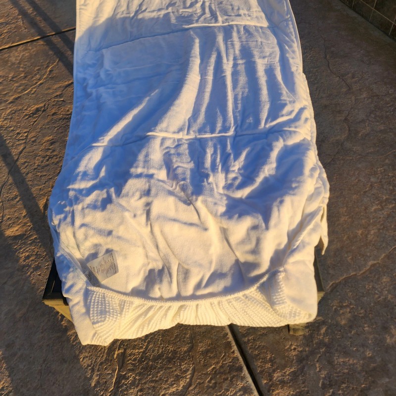 Frontgate Newport 83" X 31" White Cushioned Velour Chaise Lounge