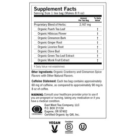 Yogi Tea Cranberry Spice Positive Energy - Organic Puerh Tea - Supports Focus & Energy - Caffeinated - Includes Cinnamon, Ginger & More - 16 Tea Bags Per Pack (4 Packs)