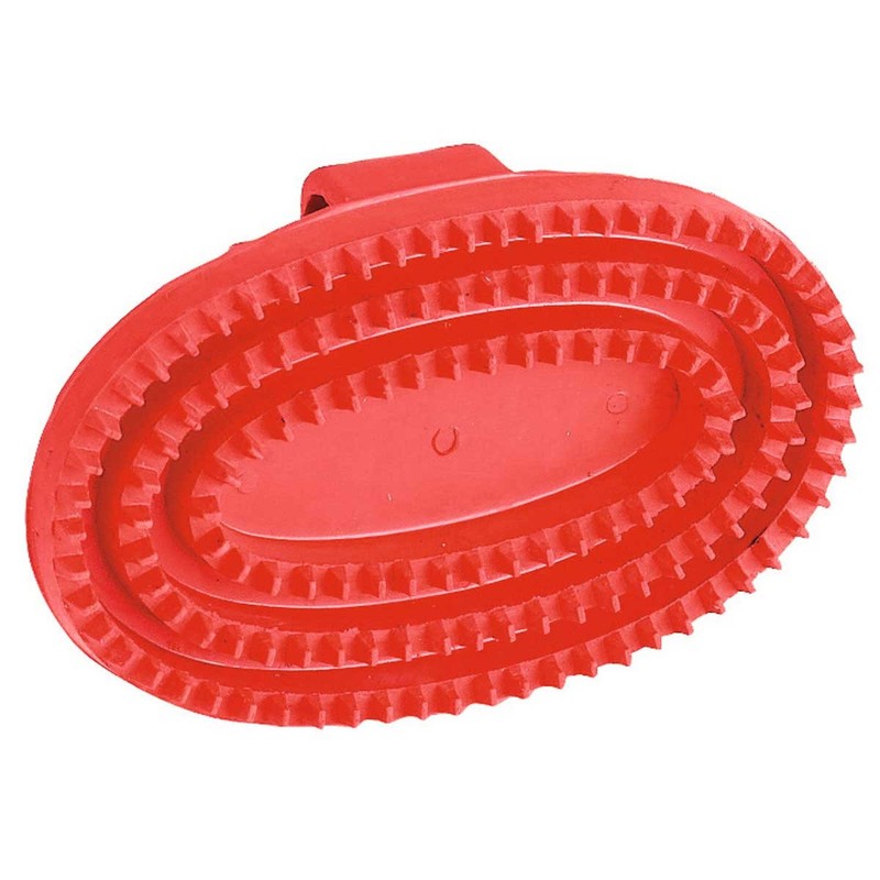 Oval Rubber Currycomb, red - A31230