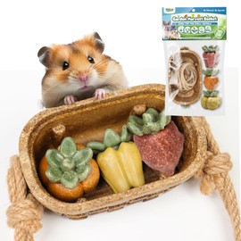 Garden Harvest Basket Edible Small Animal Chew Toy Set for Hamster Guinea Pig Gerbil Chinchilla Degu Rat Rabbit Food Bowl Teeth Chew Habitat Enrichment