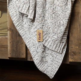 Terry Town Vanilla Cookie Heather Cable Knit Chenille Blanket, 60" x 50"