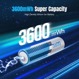 Dracutum 1.5V Rechargeable AA Lithium Batteries 8 Pack, 3600mWh Lithium Rechargeable Long-Lasting Double A Li-ion Batteries for Blink Outdoor Camera