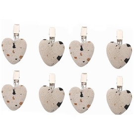 8 Pcs Tablecloth Weights,Marble Heart-Shaped Tablecloth Weight with Clamps,Natural Marble, Multi-Purpose, Secure Tablecloth Fixing, Elegant and Minimalistic Design(Colored)