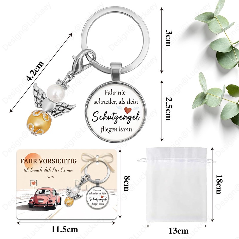 Gifts for Men Women, Car Guardian Angel Lucky Charm Keyring