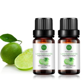 2-Pack Lime Essential Oil, 100% Pure Organic Natural Aroma Lime Oil for Diffuser, Massage, Yoga, Meditation, Bath, Skin Care - 2x10 mL