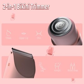 Recortadora de bikini para mujer, maquinilla de afeitar eléctrica 2 en 1 y afeitadora de bikini para mujer, IPX7, impermeable, recortadora de vello co