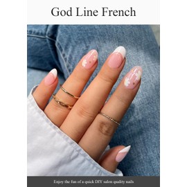 AutyaMee Semi Cured Gel Nail Strips (God Line French), Summer Flower, 20 Pcs Gel Nail Wraps, Stickers, UV Light Required