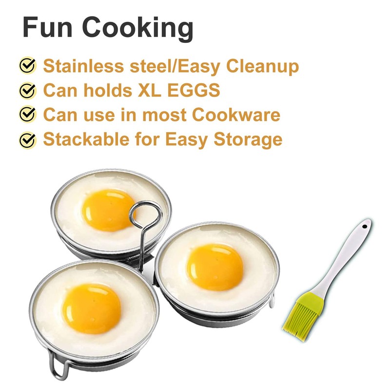 Stainless Steel Egg Poacher, Perfect Poached Egg Maker, Round Egg