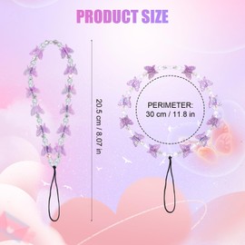 NQEUEPN 2Pcs Beaded Phone Bracelet Straps, Dreamy Crystal Butterfly Pearl Beaded Phone Charm Strap Hand Wrist Lanyard for Telephone Keychain Charm Gifts for Women Girls (Purple, Blue)