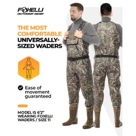 Foxelli Chest Waders, Waterproof 4mm Neoprene Hunting & Fishing Waders for Men & Women with Boots