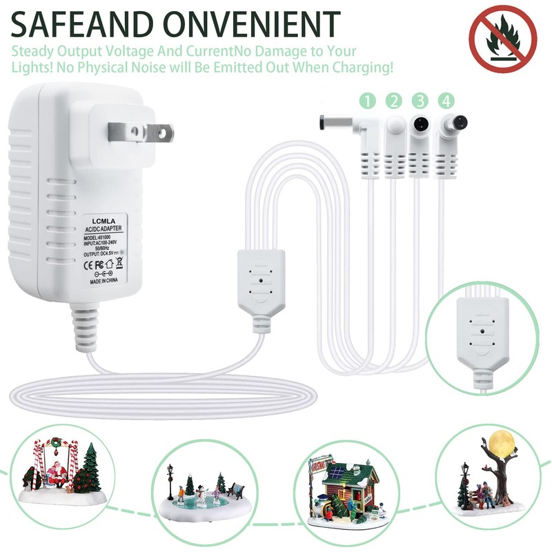 LCMLA AC/DC 4.5V Power Adapter Compatible with Lemax Lighted Accessory