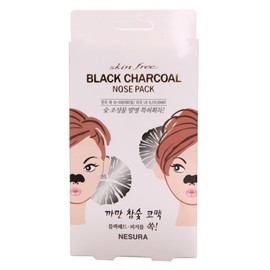 Nesura Skinhuri Black Charcoal Nose Pack 8 Sheets / 네슈라 스킨후리 까만 참숯 코팩 8매