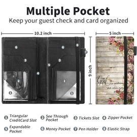 Server Books for Waitress Book,Leather Server Book with Zipper Pocket,Fit Waitress Apron,Guest Check Books for Servers Notepad Check Presenters for Restaurants 5" x 9",Scripture 46:5